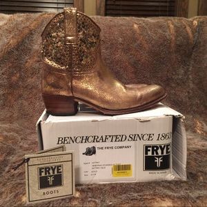 FRYE Deborah Gold Studded Short Boots